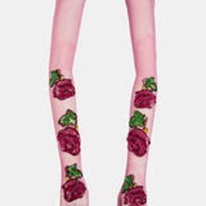 Romance Was Born Dusty Pink Rose Mesh Sequin Long Evening Gloves, one size